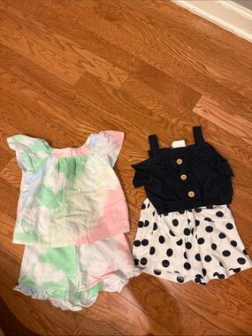 Crown&Ivy Tie-Dye Shorts Set & Rare Editions Navy/White polka dot set
